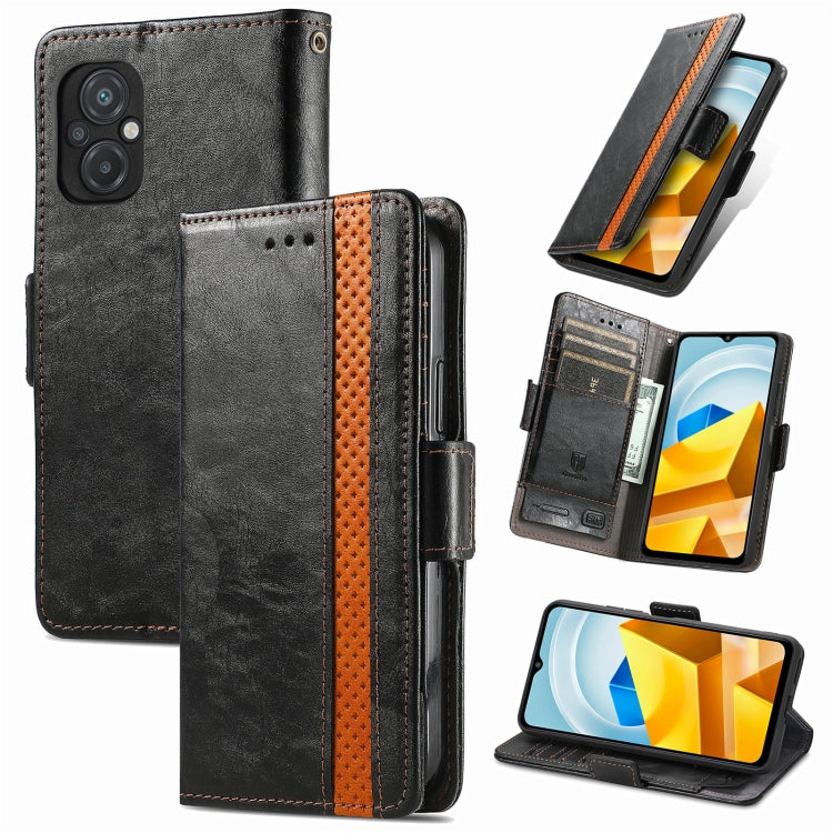 For Xiaomi Poco M5 CaseNeo Splicing Dual Magnetic Buckle Leather Phone Case
