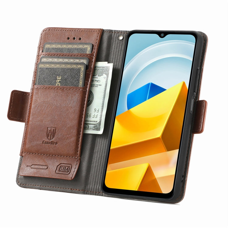 For Xiaomi Poco M5 CaseNeo Splicing Dual Magnetic Buckle Leather Phone Case