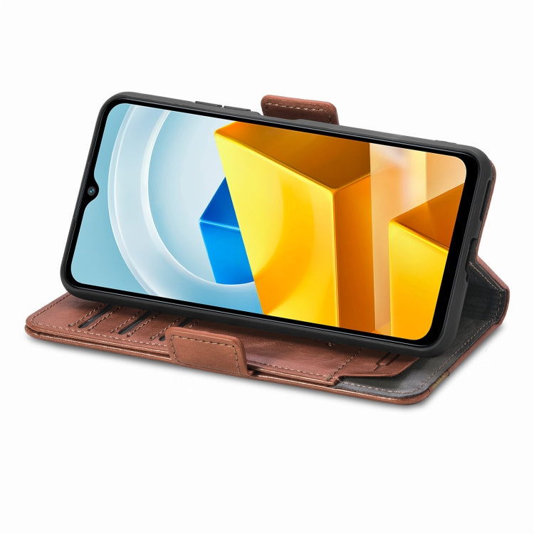 For Xiaomi Poco M5 CaseNeo Splicing Dual Magnetic Buckle Leather Phone Case