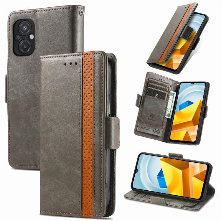 For Xiaomi Poco M5 CaseNeo Splicing Dual Magnetic Buckle Leather Phone Case