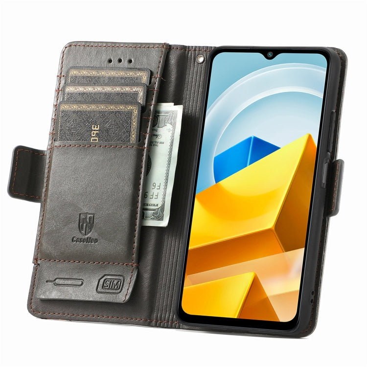 For Xiaomi Poco M5 CaseNeo Splicing Dual Magnetic Buckle Leather Phone Case