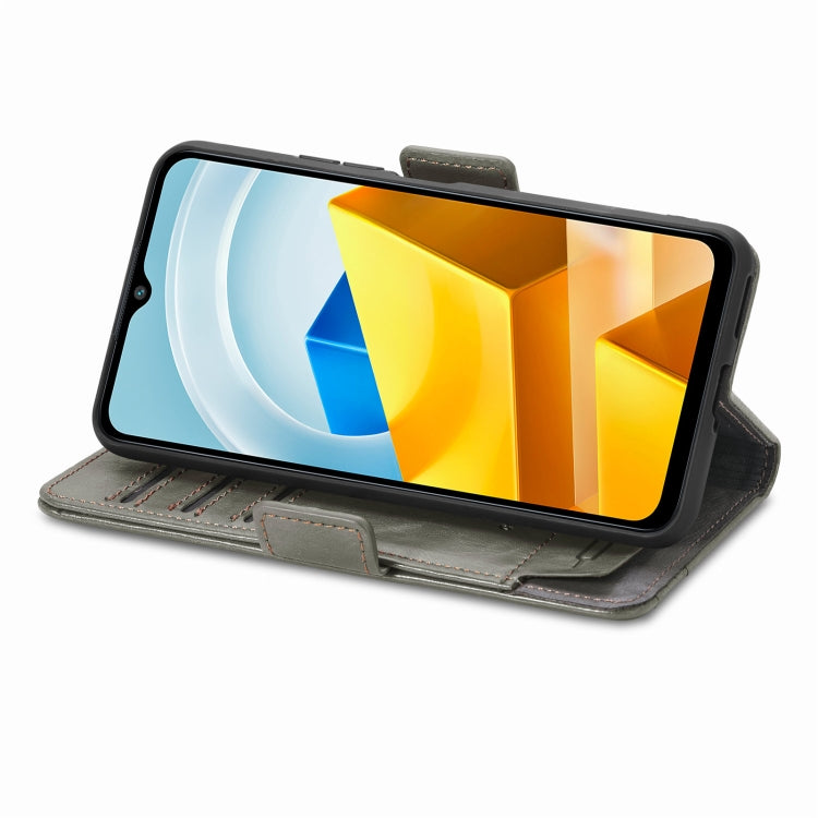 For Xiaomi Poco M5 CaseNeo Splicing Dual Magnetic Buckle Leather Phone Case