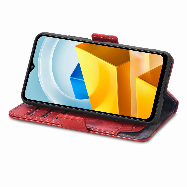 For Xiaomi Poco M5 CaseNeo Splicing Dual Magnetic Buckle Leather Phone Case