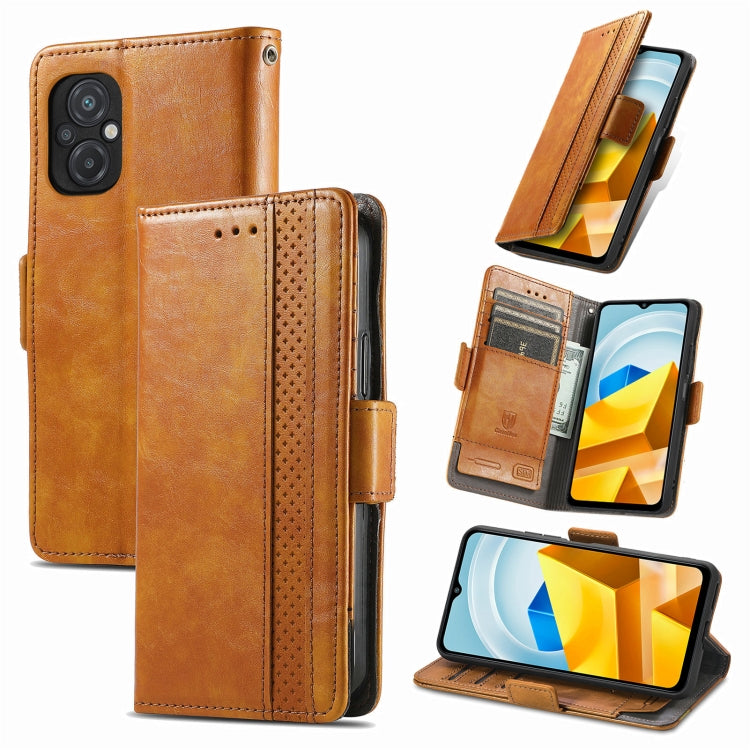 For Xiaomi Poco M5 CaseNeo Splicing Dual Magnetic Buckle Leather Phone Case