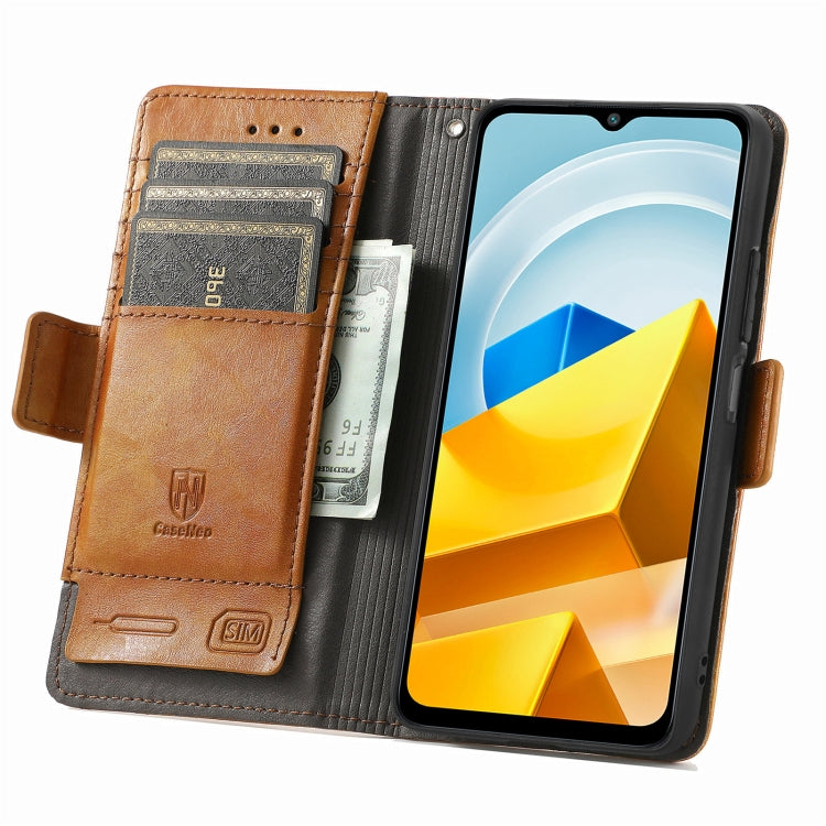 For Xiaomi Poco M5 CaseNeo Splicing Dual Magnetic Buckle Leather Phone Case