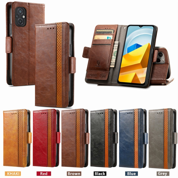 For Xiaomi Poco M5 CaseNeo Splicing Dual Magnetic Buckle Leather Phone Case