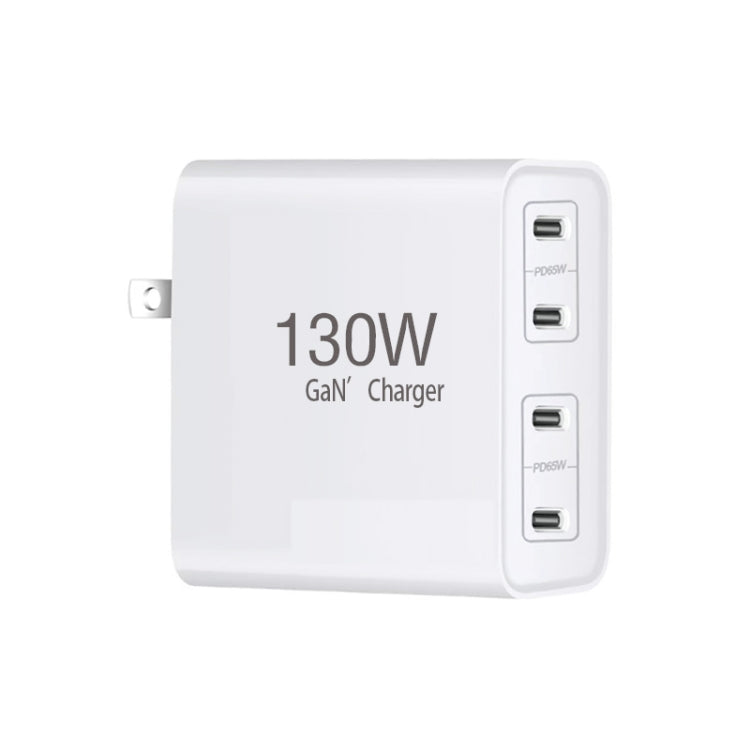 GaN130W 4-Port USB-C PD65W / PD30W Multi Port Type-C Charger for Notebook Series, US Plug