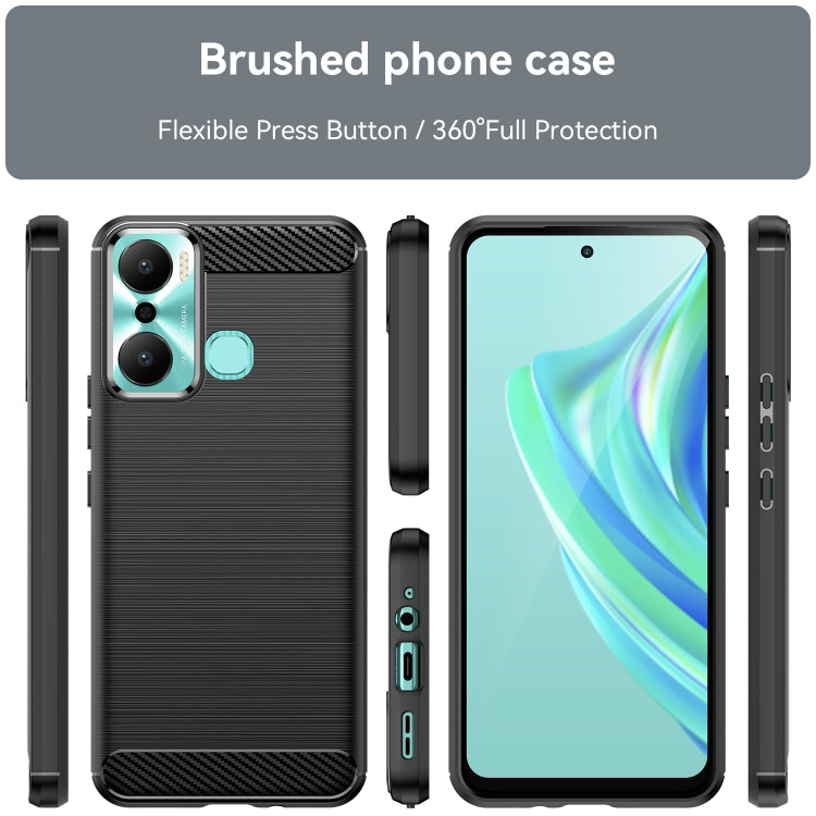 For Infinix Hot 20 Play Brushed Texture Carbon Fiber TPU Phone Case
