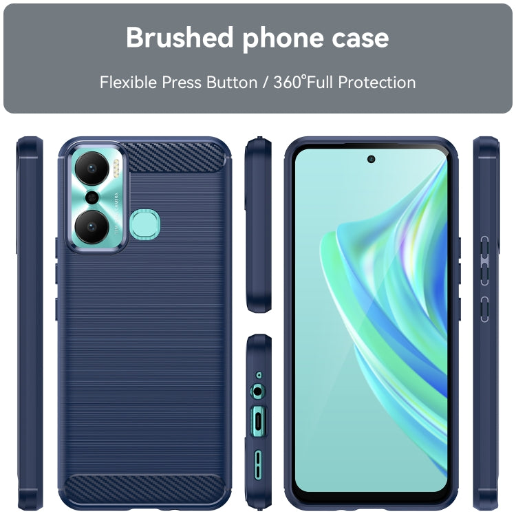 For Infinix Hot 20 Play Brushed Texture Carbon Fiber TPU Phone Case