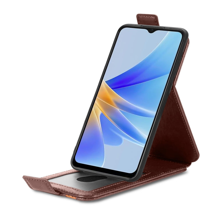 For OPPO A17 Splicing Wallet Card Holder Vertical Flip Leather Phone Case