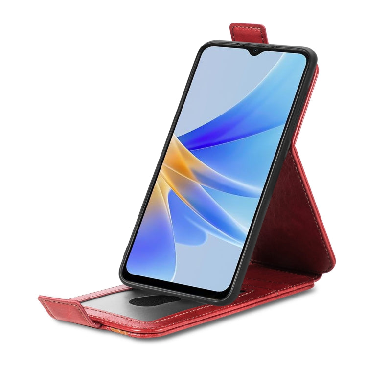 For OPPO A17 Splicing Wallet Card Holder Vertical Flip Leather Phone Case