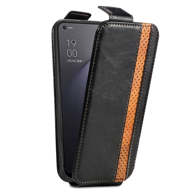 For OPPO Reno8 Splicing Wallet Card Holder Vertical Flip Leather Phone Case