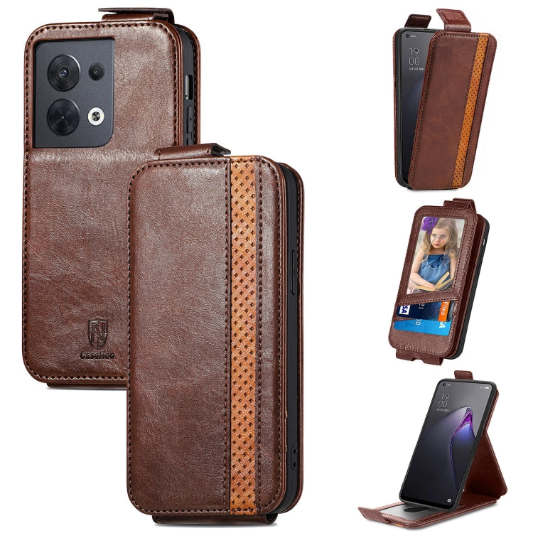 For OPPO Reno8 Splicing Wallet Card Holder Vertical Flip Leather Phone Case