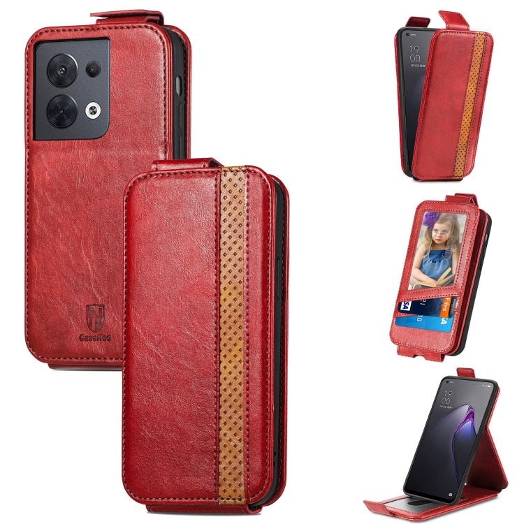 For OPPO Reno8 Splicing Wallet Card Holder Vertical Flip Leather Phone Case