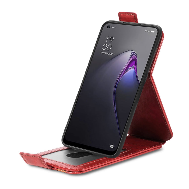 For OPPO Reno8 Splicing Wallet Card Holder Vertical Flip Leather Phone Case