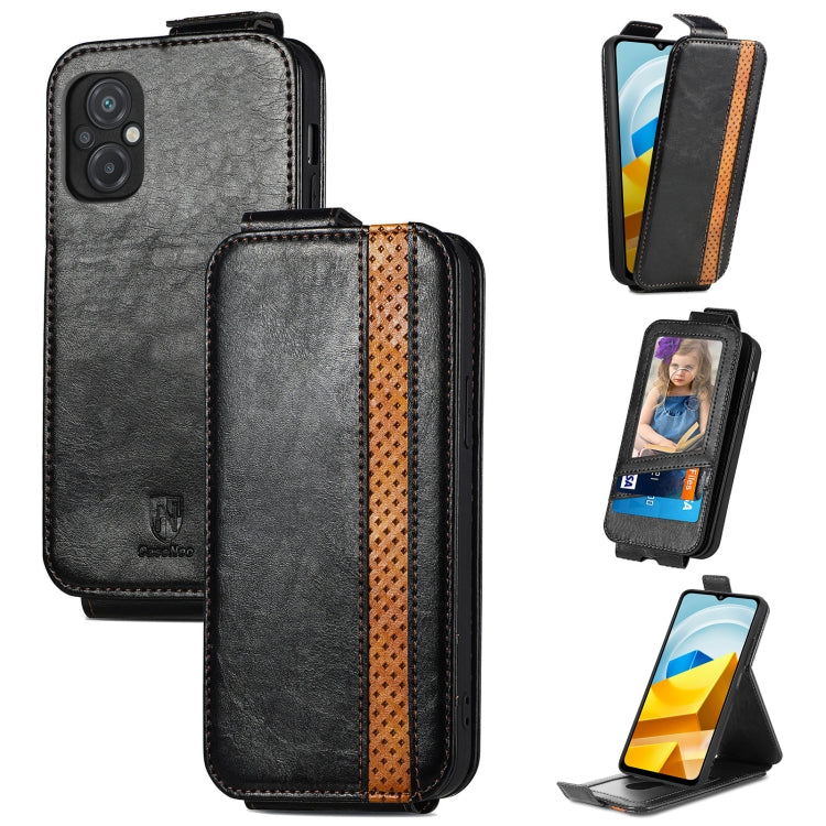 For Xiaomi Poco M5 Splicing Wallet Card Holder Vertical Flip Leather Phone Case