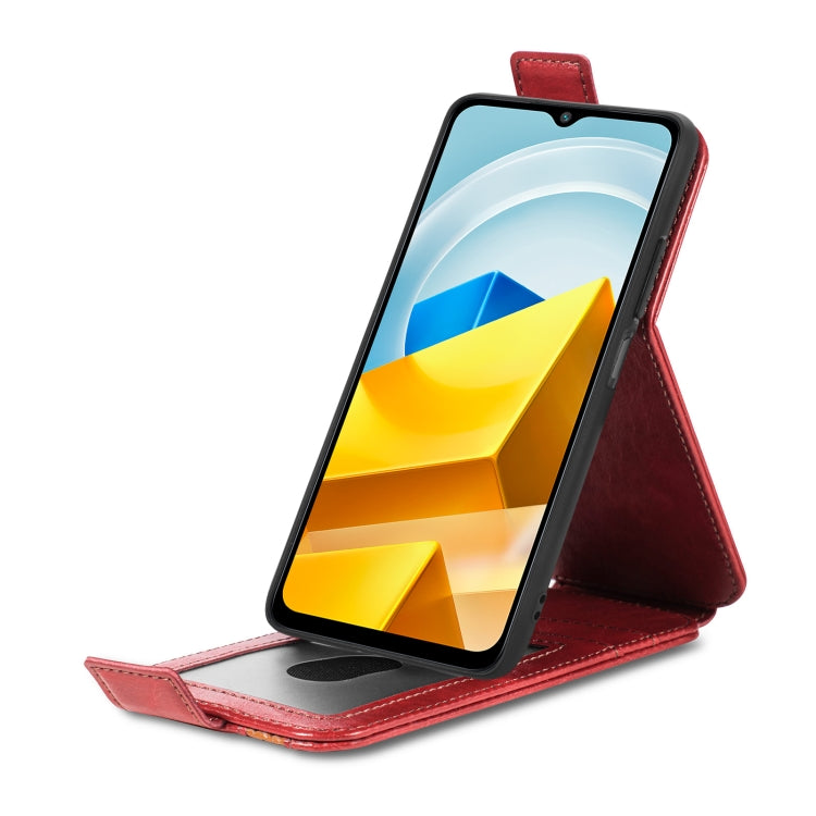 For Xiaomi Poco M5 Splicing Wallet Card Holder Vertical Flip Leather Phone Case