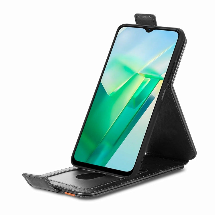 For vivo T2X Splicing Wallet Card Holder Vertical Flip Leather Phone Case