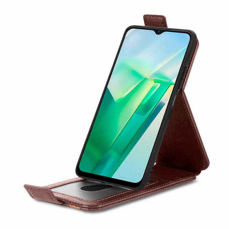 For vivo T2X Splicing Wallet Card Holder Vertical Flip Leather Phone Case