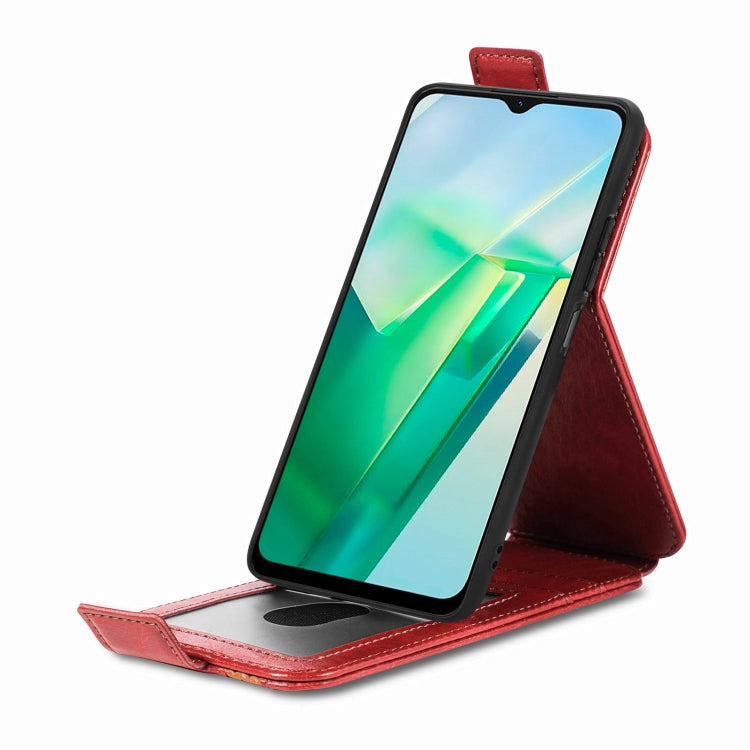 For vivo T2X Splicing Wallet Card Holder Vertical Flip Leather Phone Case