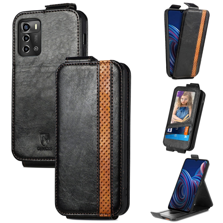 For ZTE Blade A72 Splicing Wallet Card Holder Vertical Flip Leather Phone Case