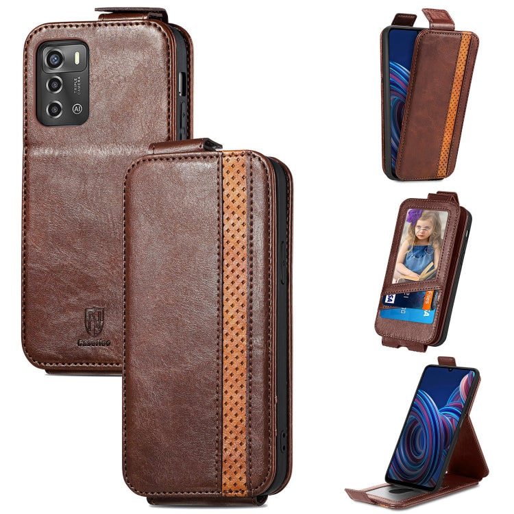 For ZTE Blade A72 Splicing Wallet Card Holder Vertical Flip Leather Phone Case