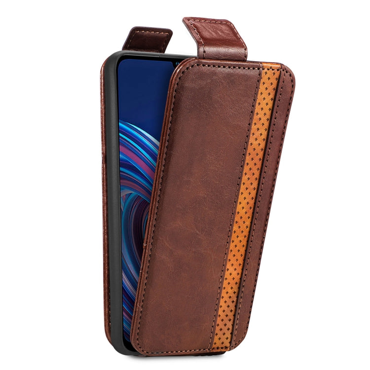 For ZTE Blade A72 Splicing Wallet Card Holder Vertical Flip Leather Phone Case