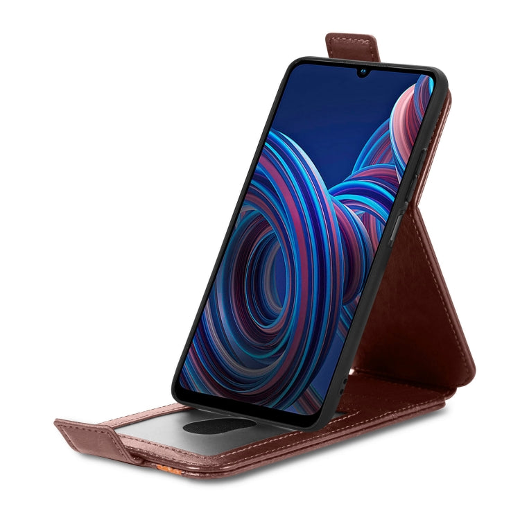 For ZTE Blade A72 Splicing Wallet Card Holder Vertical Flip Leather Phone Case