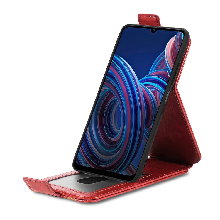 For ZTE Blade A72 Splicing Wallet Card Holder Vertical Flip Leather Phone Case