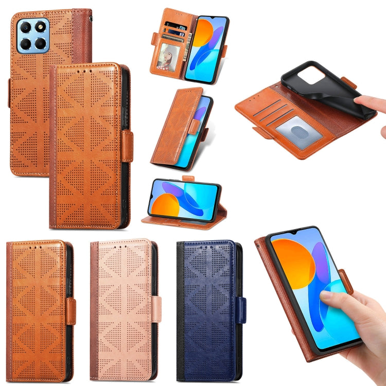 For Honor X8 5G Grid Leather Flip Phone Case