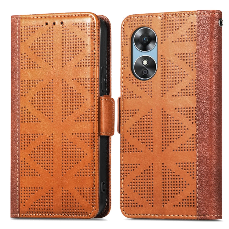 For OPPO  A17 Grid Leather Flip Phone Case