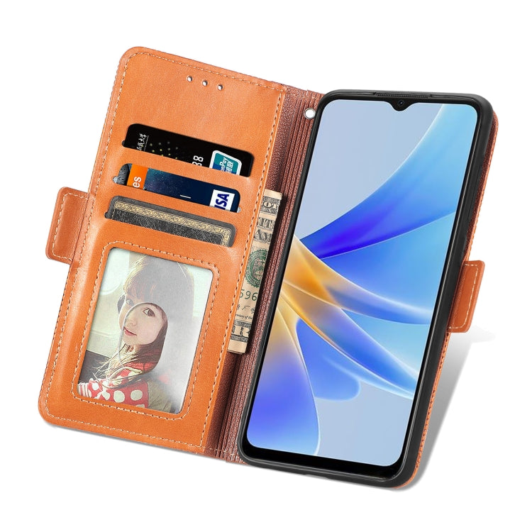 For OPPO  A17 Grid Leather Flip Phone Case