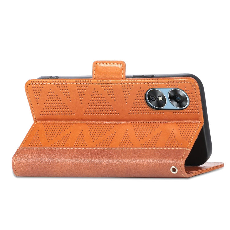 For OPPO  A17 Grid Leather Flip Phone Case