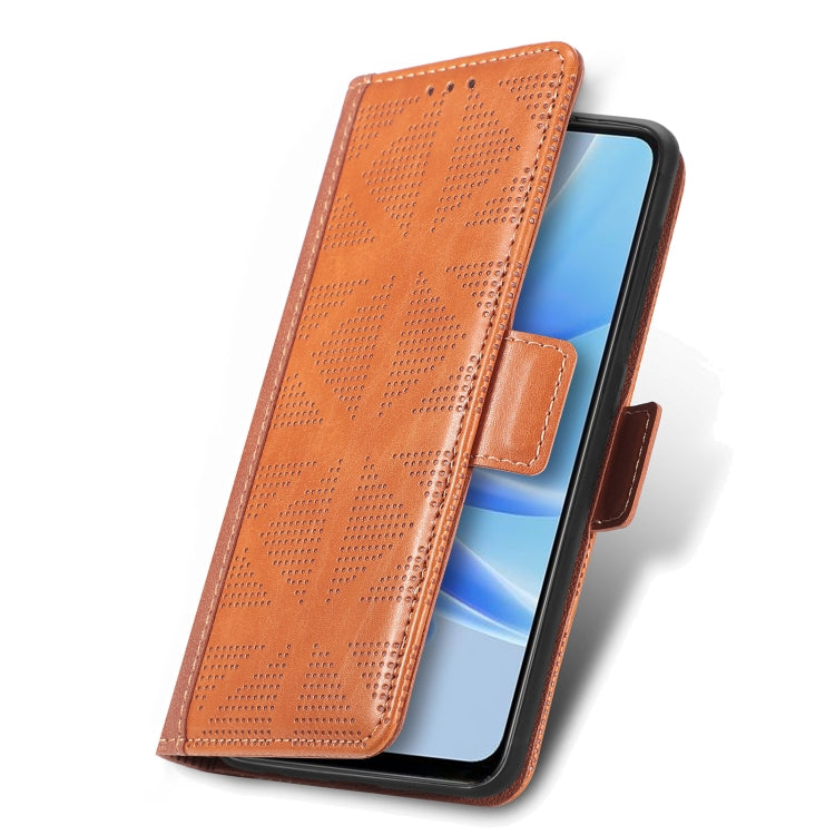 For OPPO  A17 Grid Leather Flip Phone Case