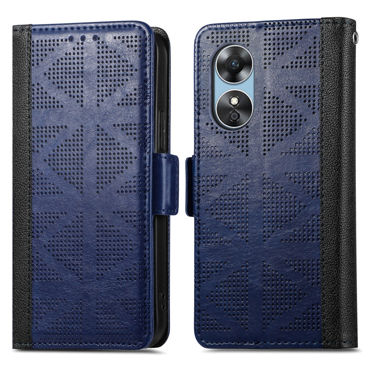 For OPPO  A17 Grid Leather Flip Phone Case
