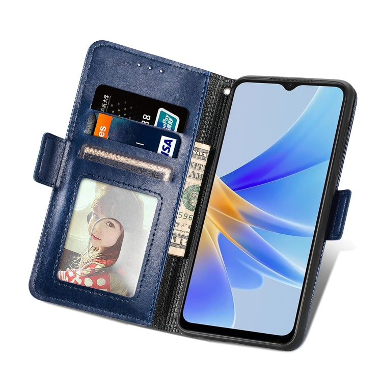 For OPPO  A17 Grid Leather Flip Phone Case