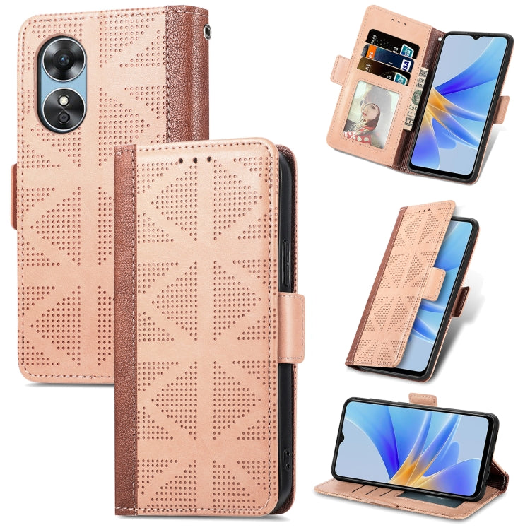For OPPO  A17 Grid Leather Flip Phone Case