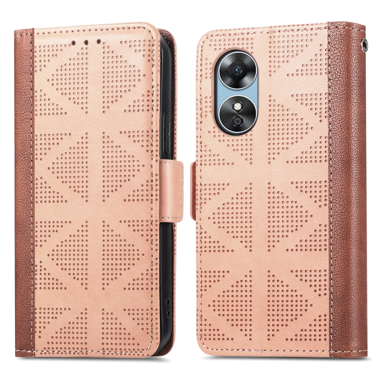 For OPPO  A17 Grid Leather Flip Phone Case