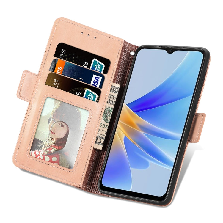 For OPPO  A17 Grid Leather Flip Phone Case
