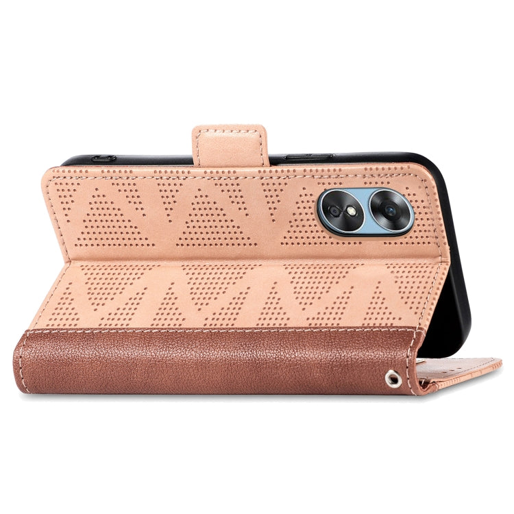 For OPPO  A17 Grid Leather Flip Phone Case