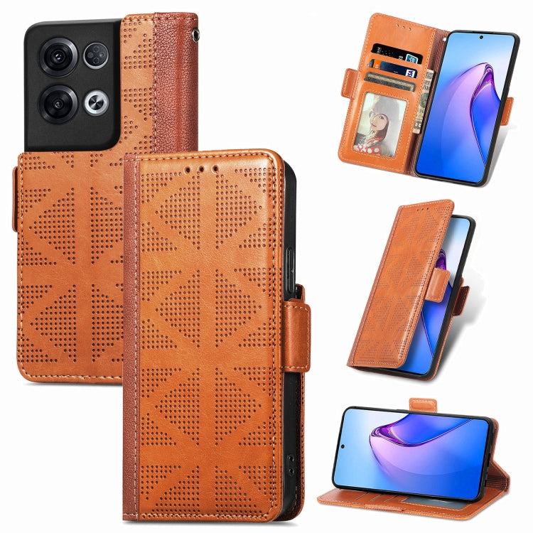 For OPPO Reno8 Pro Grid Leather Flip Phone Case