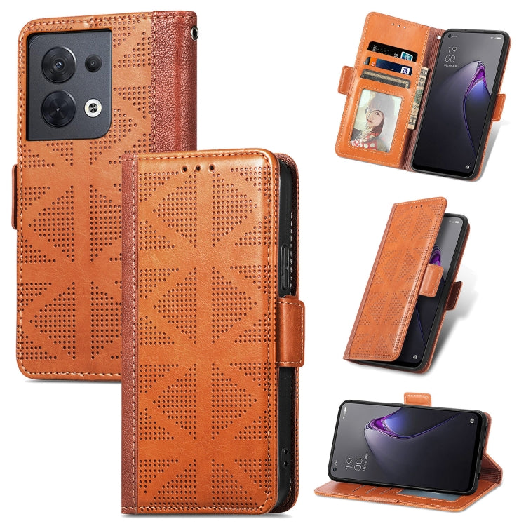 For OPPO Reno8 Grid Leather Flip Phone Case