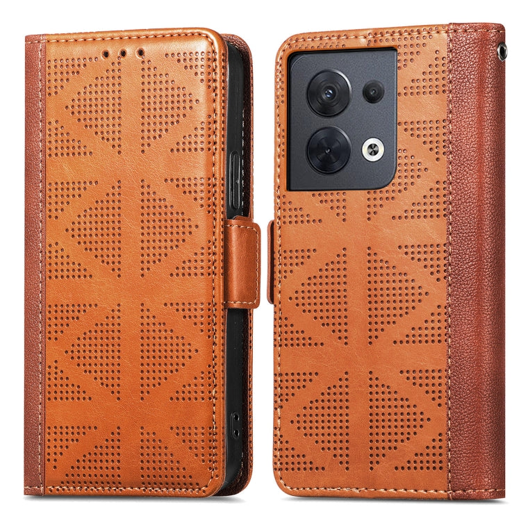 For OPPO Reno8 Grid Leather Flip Phone Case