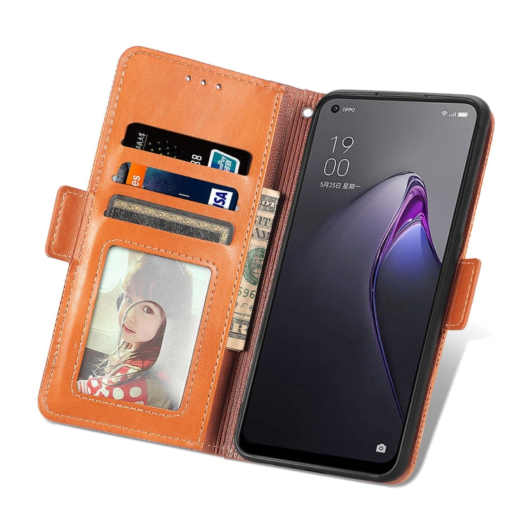 For OPPO Reno8 Grid Leather Flip Phone Case