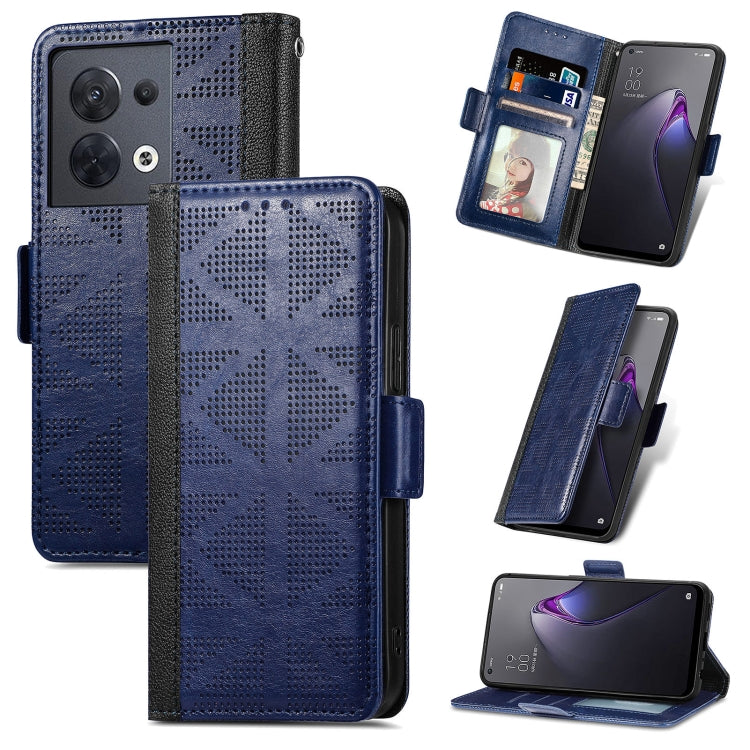 For OPPO Reno8 Grid Leather Flip Phone Case