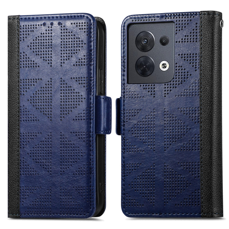 For OPPO Reno8 Grid Leather Flip Phone Case