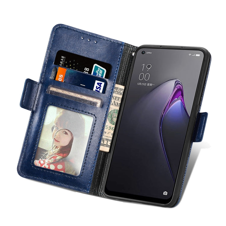 For OPPO Reno8 Grid Leather Flip Phone Case