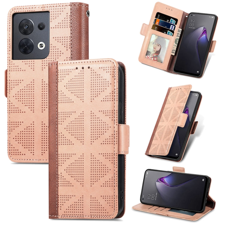 For OPPO Reno8 Grid Leather Flip Phone Case
