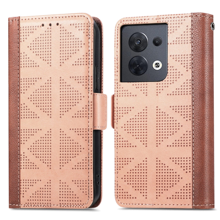 For OPPO Reno8 Grid Leather Flip Phone Case