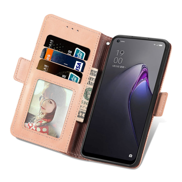 For OPPO Reno8 Grid Leather Flip Phone Case
